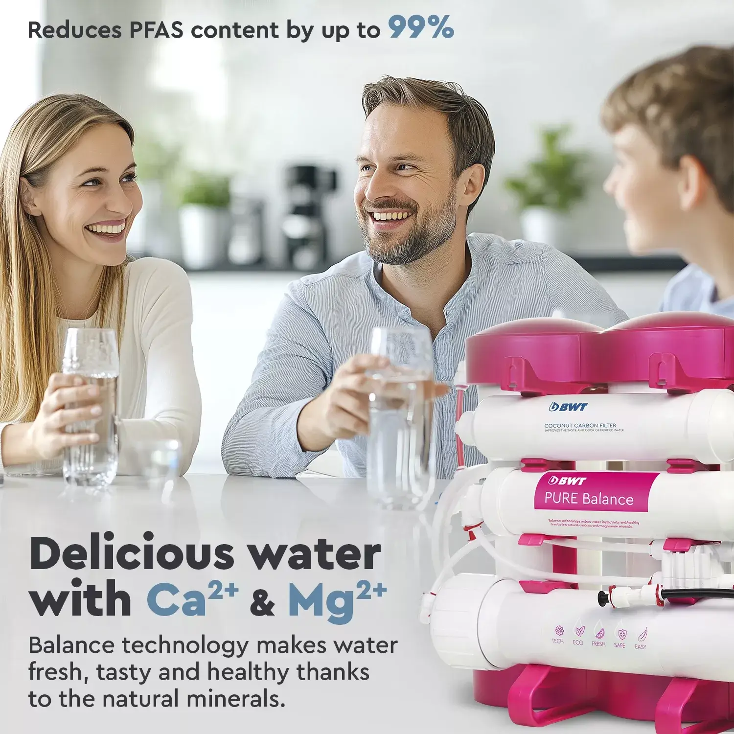 Osmoza inversa premium, BWT P'URE Balance PINK, 6 stadii, eficienta ridicata, remineralizare cu calciu si magneziu