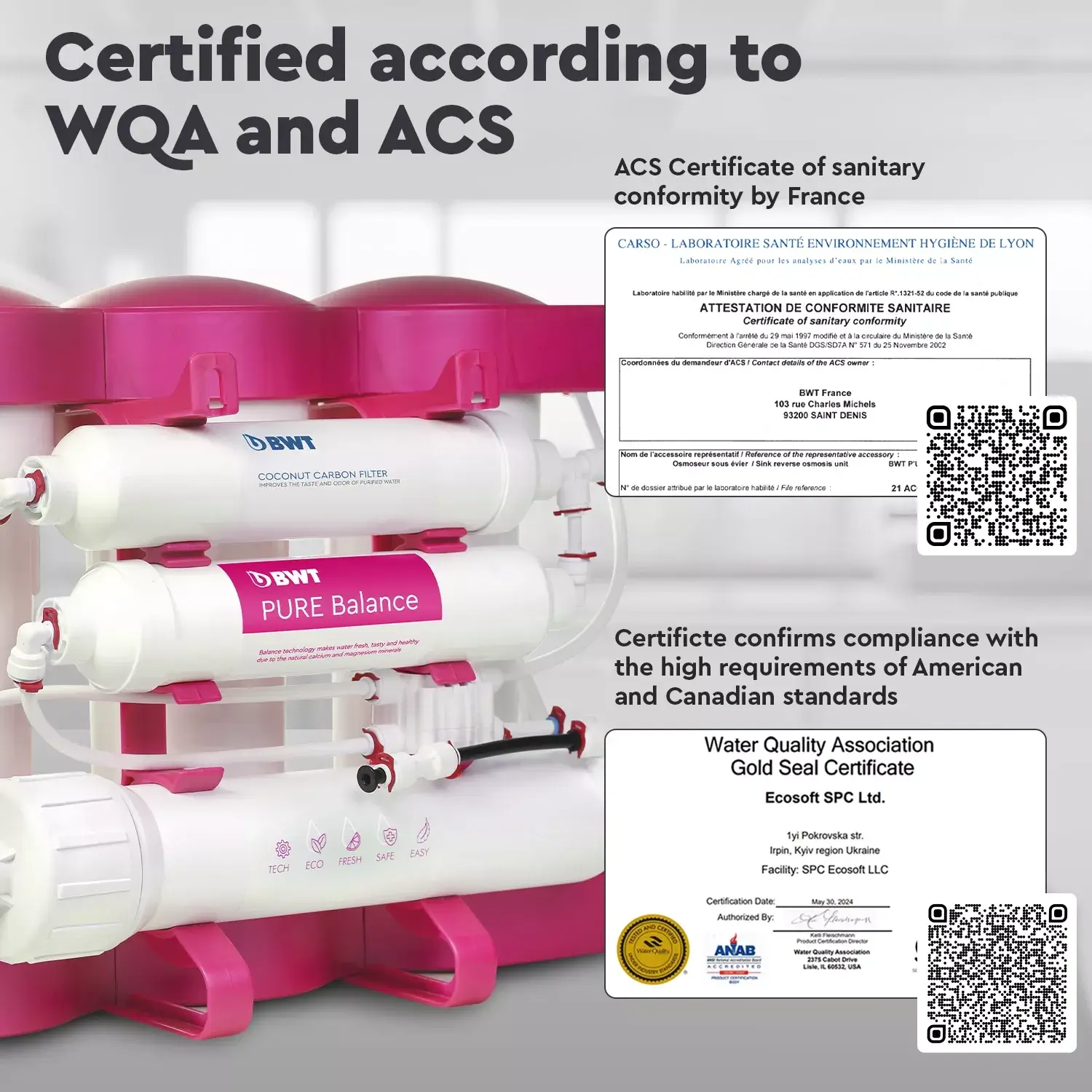 Osmoza inversa premium, BWT P'URE Balance PINK, 6 stadii, eficienta ridicata, remineralizare cu calciu si magneziu