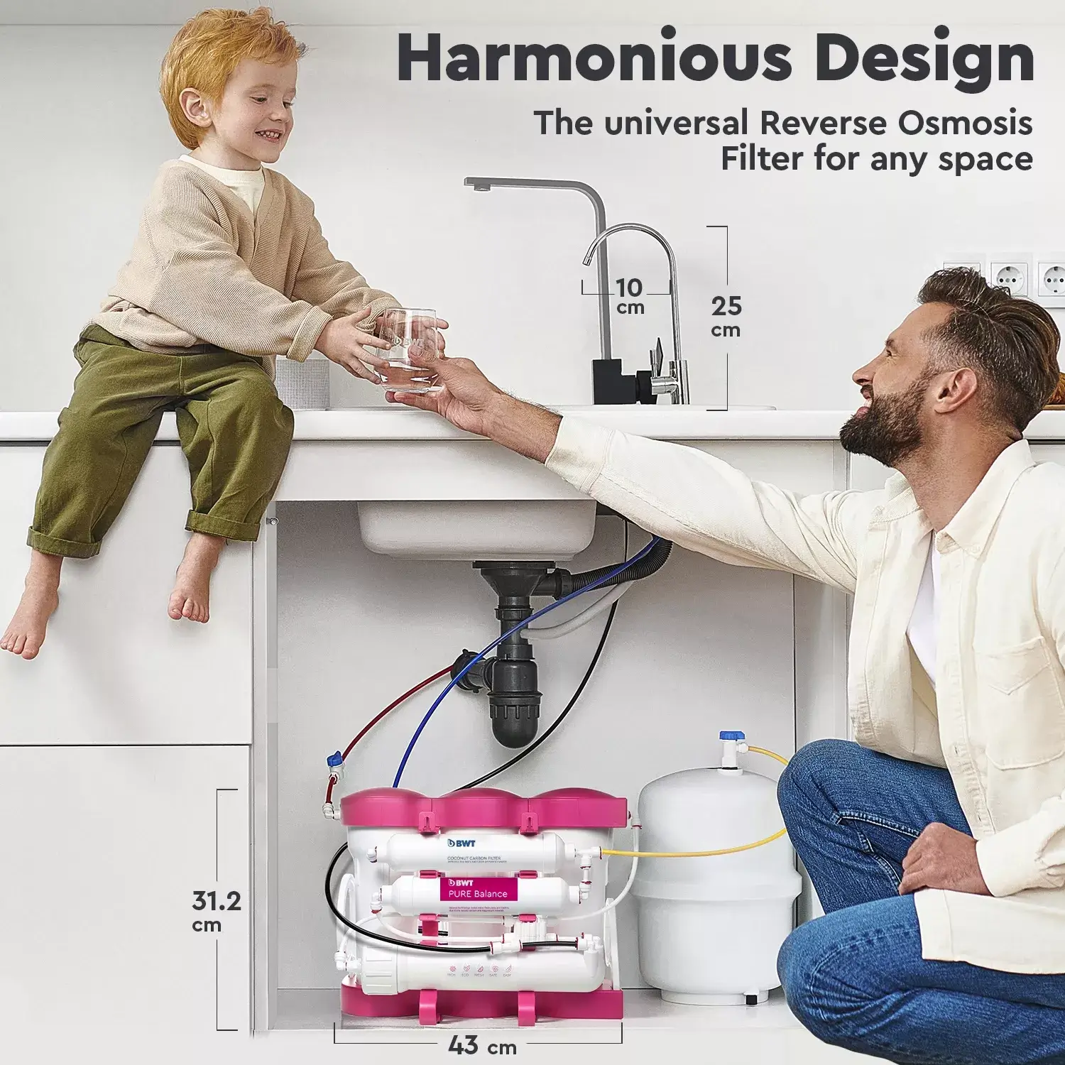 Osmoza inversa premium, BWT P'URE Balance PINK, 6 stadii, eficienta ridicata, remineralizare cu calciu si magneziu