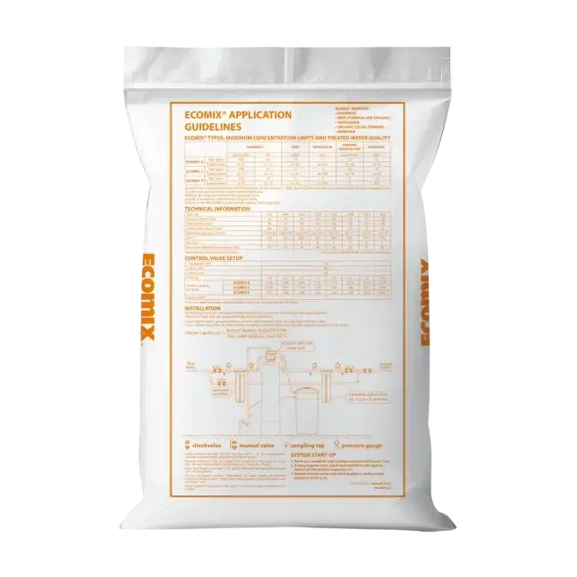 Rasina schimbatoare de ioni, ECOMIX C, ambalare la sac de 12 litri, eliminare duritate, fier, mangan si materii organice