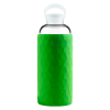 Recipient din sticla cu protectie cauciucata verde, design rock, capac mic cu maner, volum 1 litru