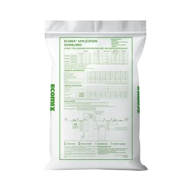 Rasina schimbatoare de ioni, ECOMIX P, ambalare vrac, eliminare duritate, fier, mangan si materii organice, capacitate schimb ioni de 40g CaCO3/litru
