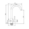 Baterie bucătărie 3 căi cu flux separat apă filtrată, Premier Clasic Black Flash, finisaj negru lucios, cartușe ceramice rezistente, montaj pe chiuvetă, racorduri incluse