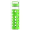 Recipient sport din sticla, cu protectie cauciucata verde, volum 0.7 litri