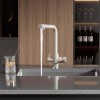 Baterie 3 căi cu flux separat apă filtrată Premier Tall Oat, finisaj bej mat granit, cartușe ceramice durabile, montaj pe chiuvetă, garanție 3 ani