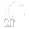 Baterie 3 căi cu flux separat apă filtrată Premier Tall Oat, finisaj bej mat granit, cartușe ceramice durabile, montaj pe chiuvetă, garanție 3 ani