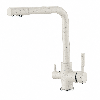 Baterie 3 căi cu flux separat apă filtrată, Premier Tall White Stone, finisaj gri mat design granit, apă rece caldă și purificată, montaj pe chiuvetă bucătărie, rezistentă la peste 500.000 de utilizări