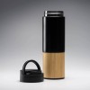 Termos cu perete dublu, FILTRO Thermo PRO, finisaj negru cu bambus natural, suport telefon, volum 450 ml