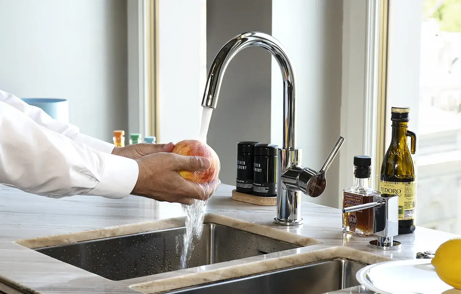 Baterie cu 3 căi, PREMIER STYLE Comfort, finisaj cromat, maner cu comanda tripla, flux separat apă filtrată și apă menajeră (rece și caldă)