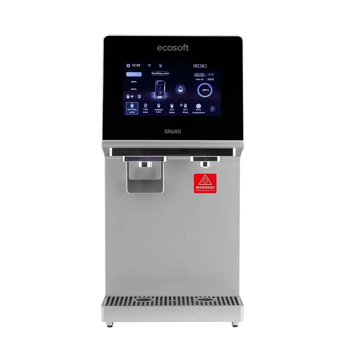 Dozator de apa, Ecosoft Spark, purificare prin osmoza inversa, sterilizare UV, apa rece/calda/carbo, alimentare directa de la retea sau din rezervor