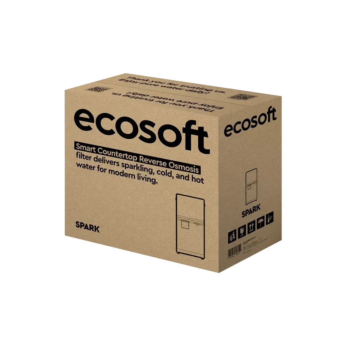 Dozator de apa, Ecosoft Spark, purificare prin osmoza inversa, sterilizare UV, apa rece/calda/carbo, alimentare directa de la retea sau din rezervor