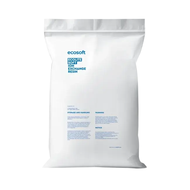 Rasina pentru dedurizare apa, Ecosoft Ecolite Soft, sac 25 litri, rasina cationica puternic acida, schimbatoare de ioni