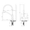 Baterie cu 3 căi, PREMIER FLEX Bridge, finisaj negru crom, țeavă flexibilă cu dus, flux separat apă filtrată și apă menajeră (rece și caldă)