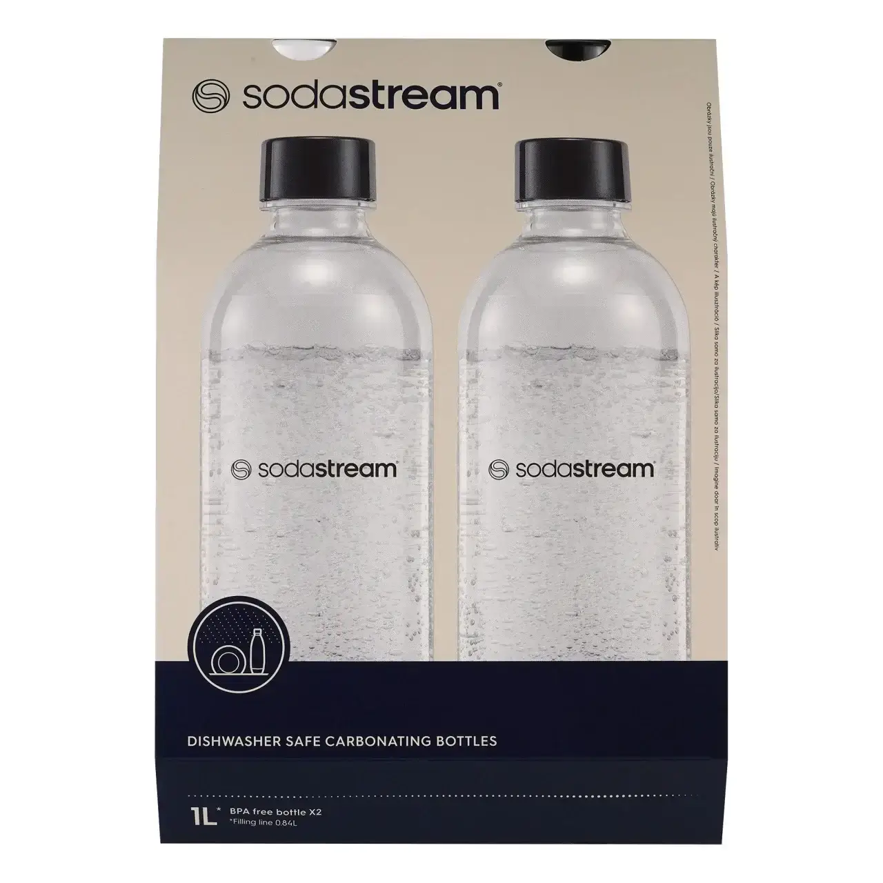 Set 2 sticle carbonatare, SodaStream, plastic, volum 1L, culoare alb si negru
