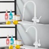 Baterie 3 căi flux separat apă filtrată, PREMIER Clasic White, finisaj alb granit, montaj pe chiuveta bucatarie, apa rece si calda