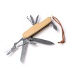 Unealta multifunctionala din otel inoxidabil, corp din bambus si curea de transport din piele