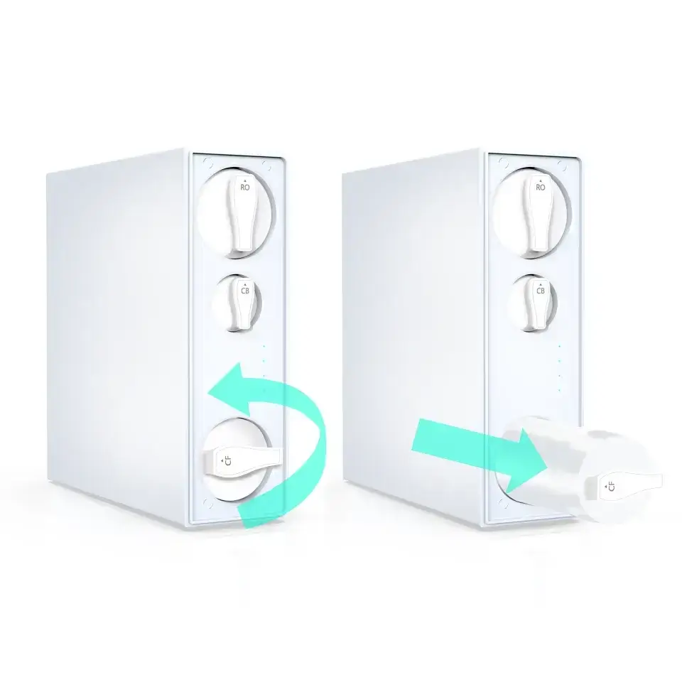 Osmoza inversa direct flow, Ecosoft Cross60, 1 litri/min, cartuse twist, membrana 400 GPD, baterie smart cu indicator