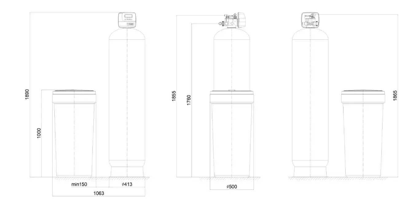 Stație dedurizare automată cu Ecomix A, Clack WS1, valvă volumetrică premium, tank simplex 16x65, debit 5.2 m3/oră, 100 litri rășina inclusă